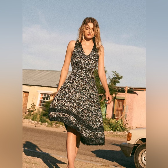 Anthropologie Ranna Gill Cynara Ditzy Print Midi Dress - Picture 15 of 15